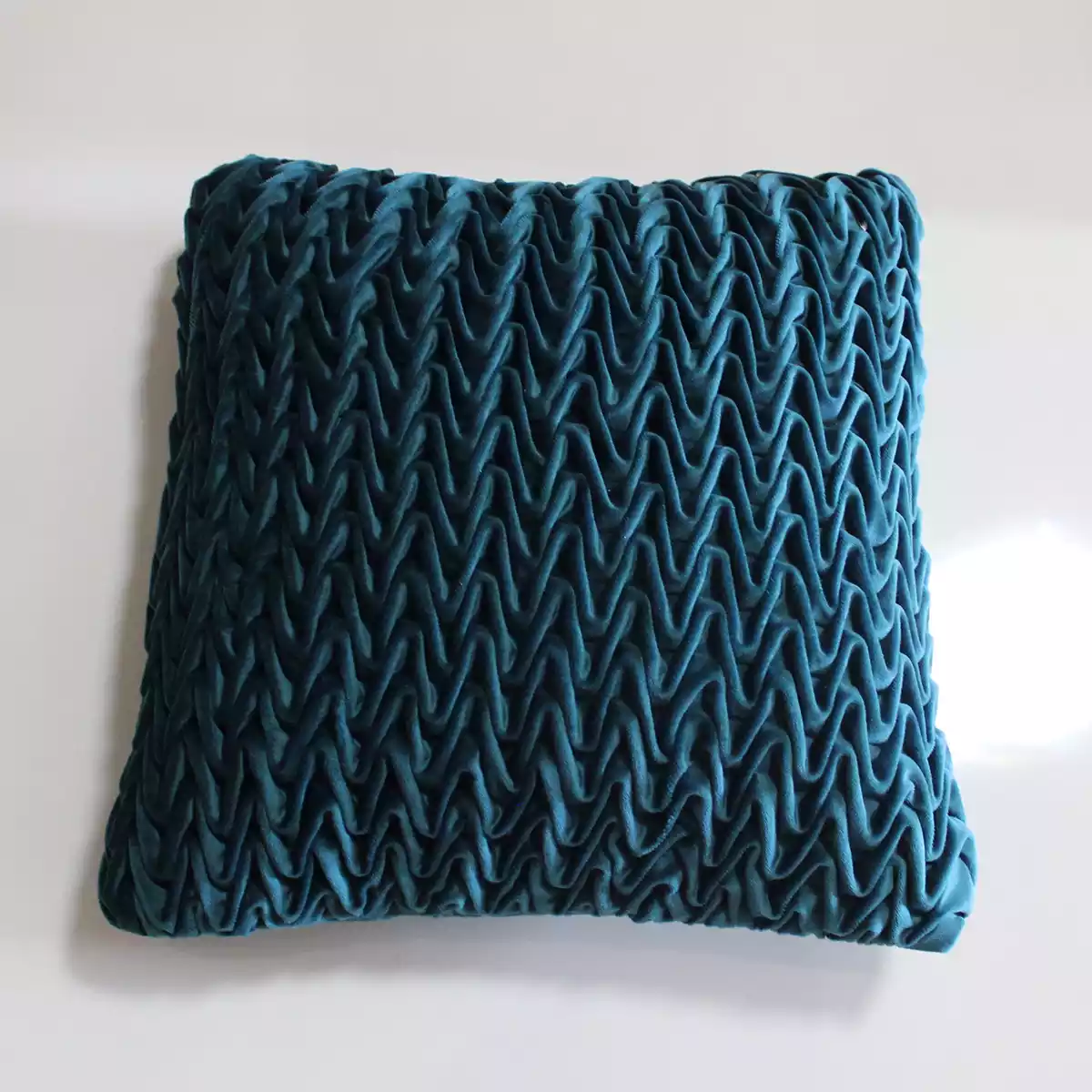 Corded Wavy Suede Teal Blue Cushion Cover
