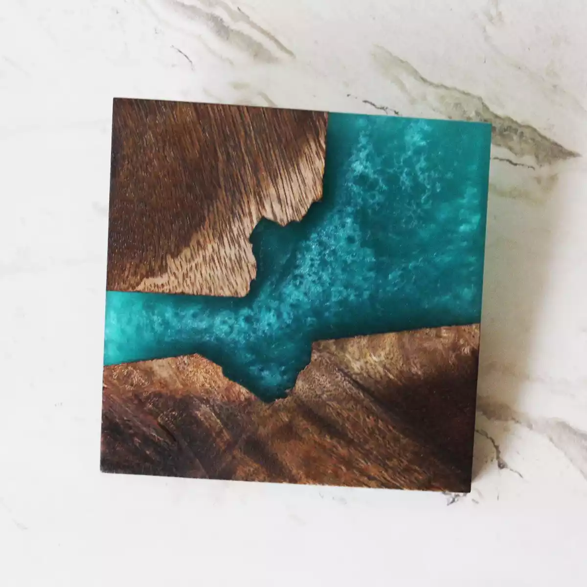 Square Green Wood Texture Coaster