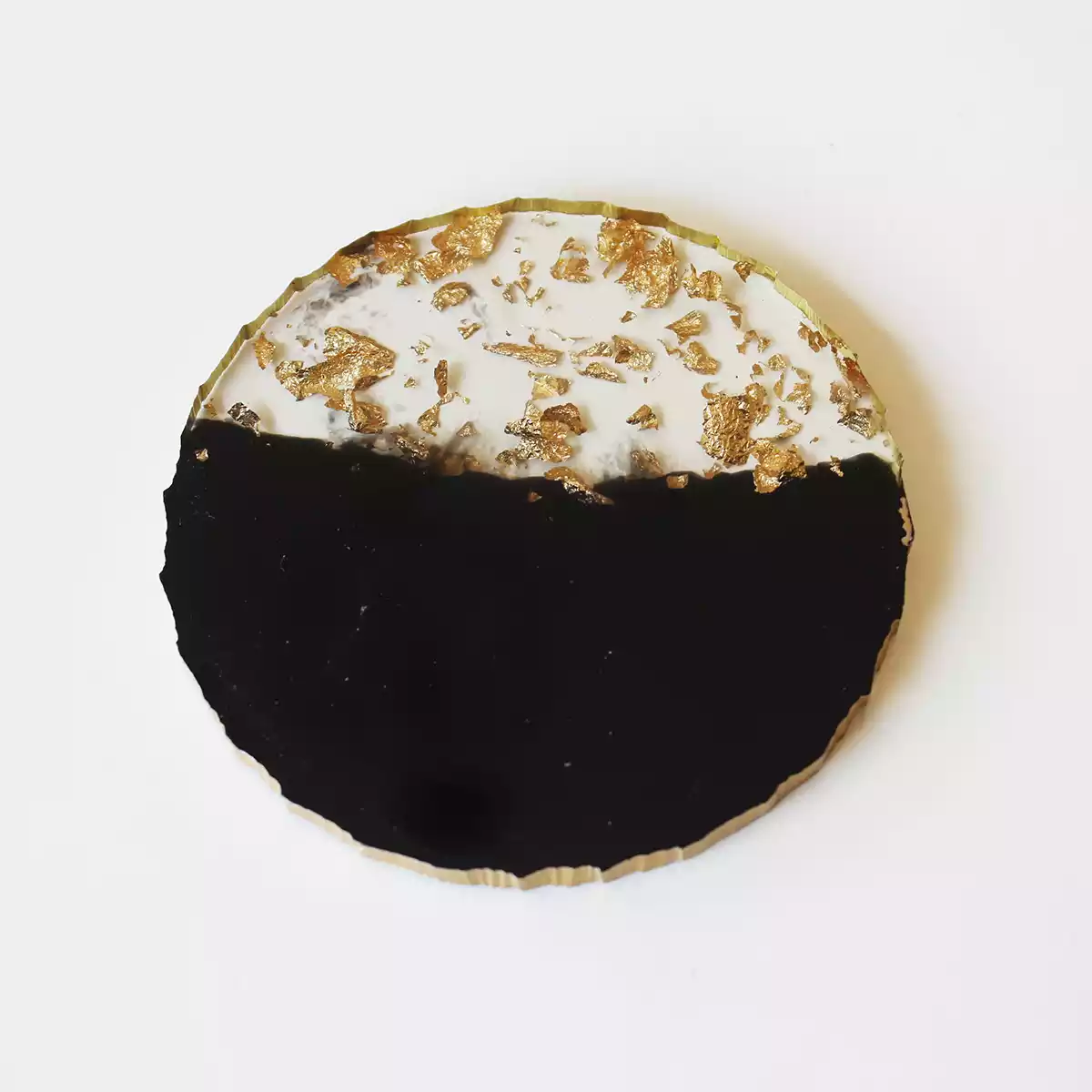 Round Midnight Black Transy Resin Coaster