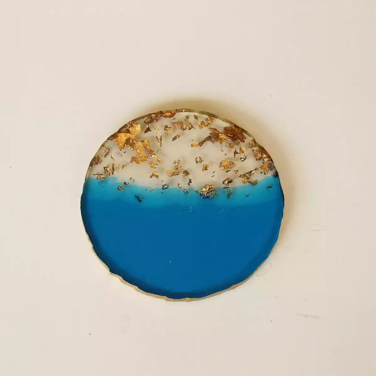 Round Ocean Blue Transy Resin Coaster