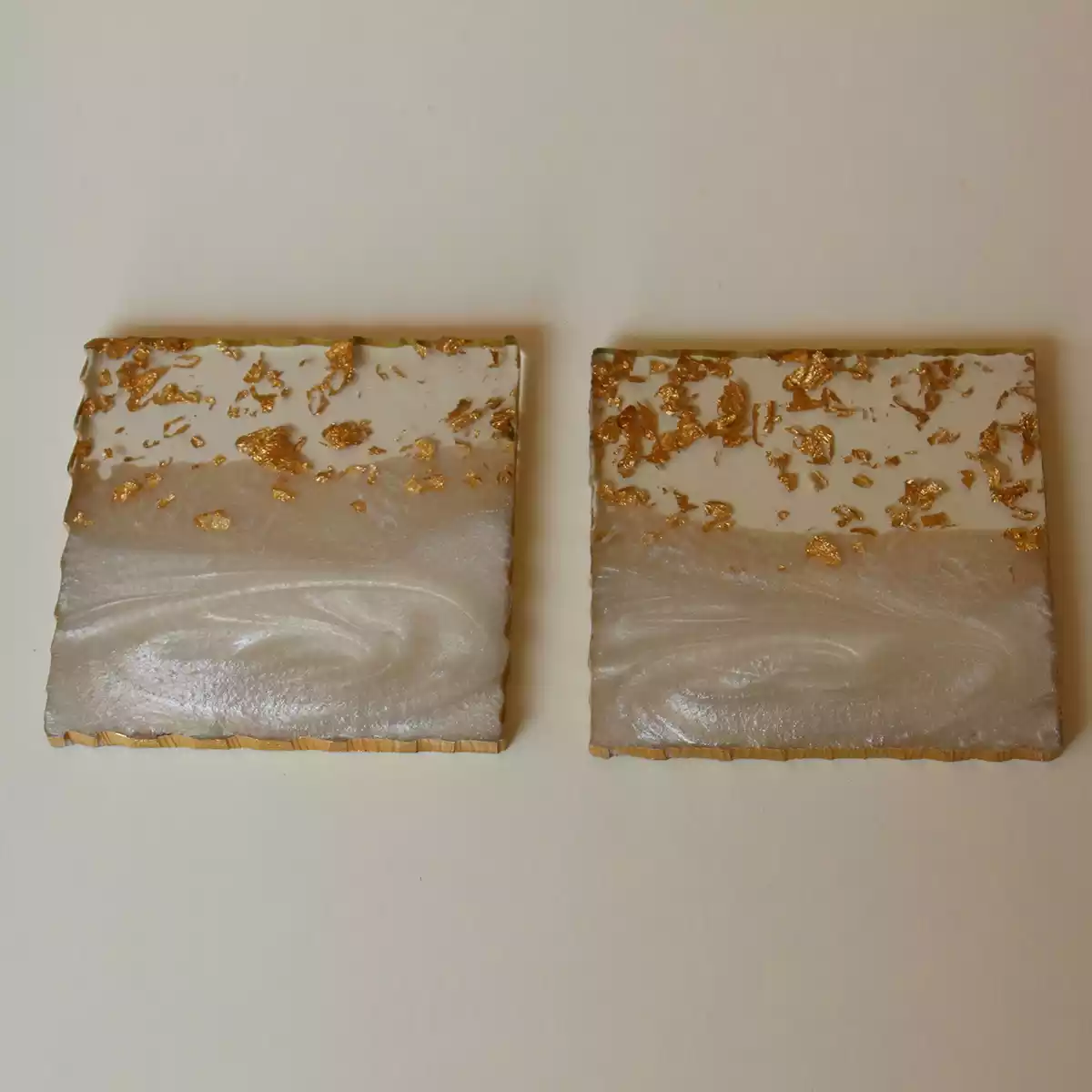Square Misty White Transy Resin Coaster