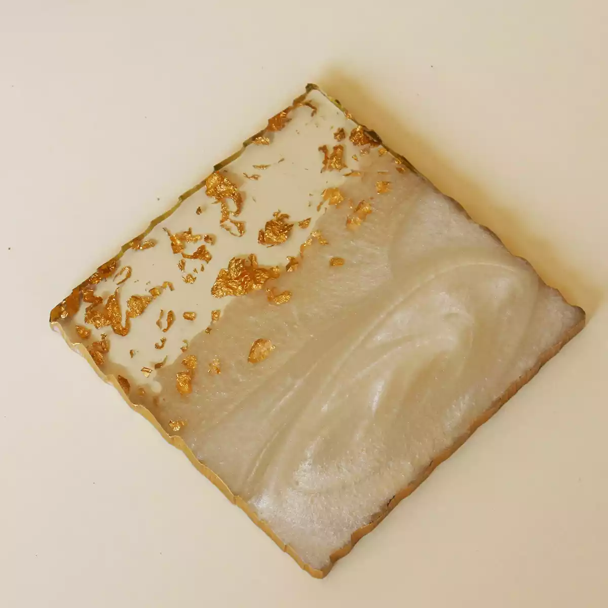 Square Misty White Transy Resin Coaster