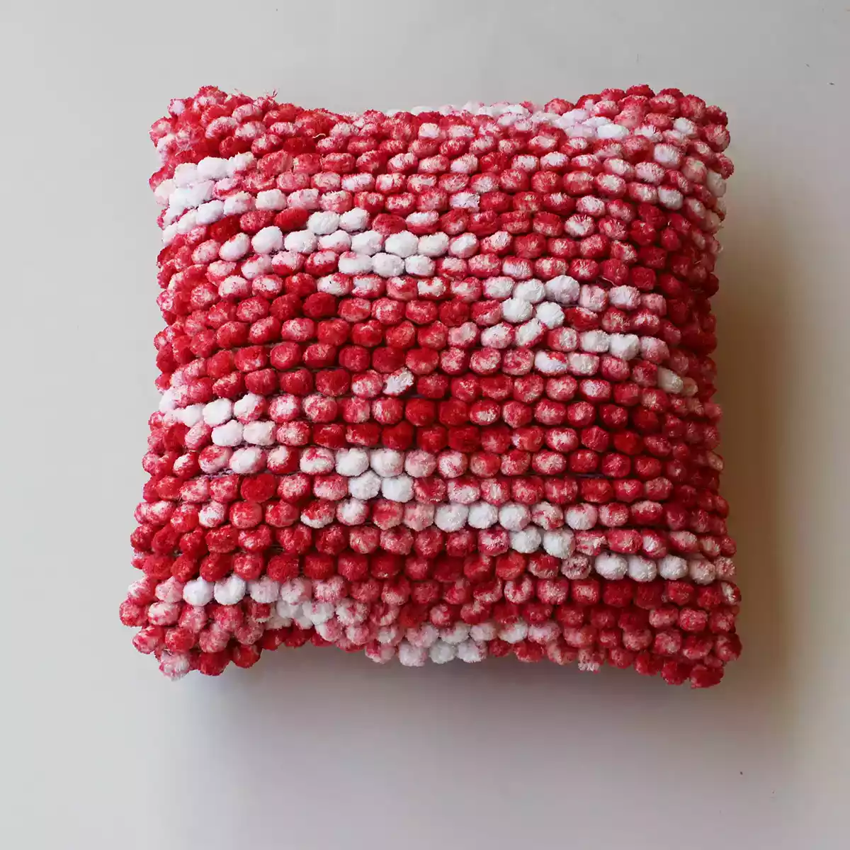 BOHO POM POM Red Velvet Cushion Cover