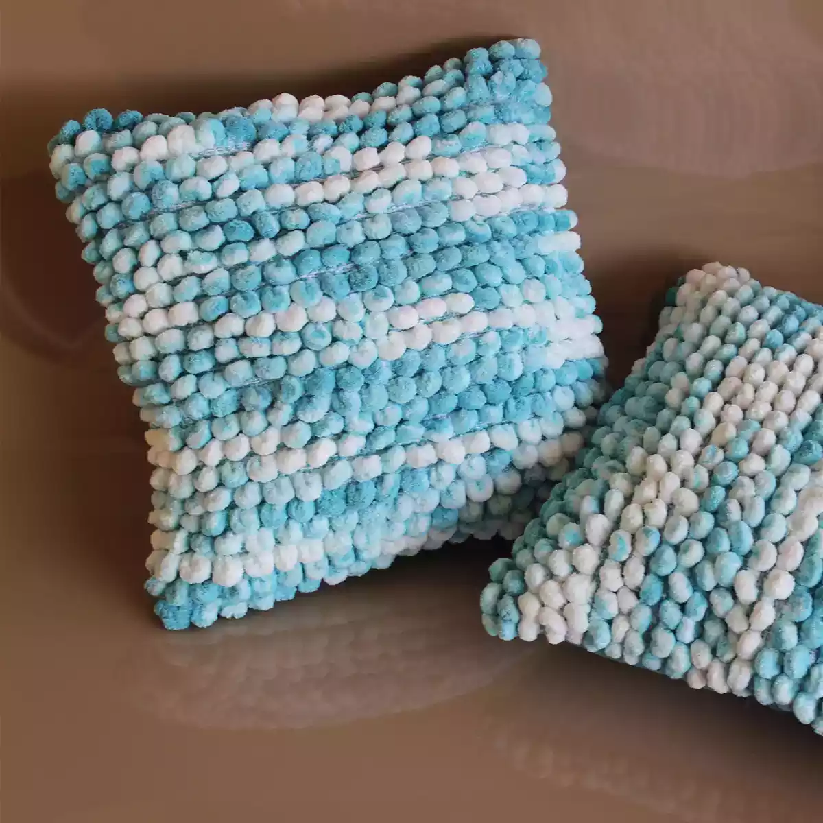 BOHO POM POM Baby Blue Cushion Cover