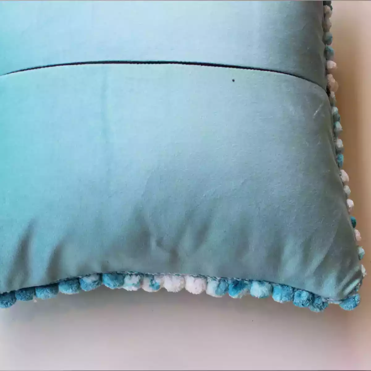 BOHO POM POM Baby Blue Cushion Cover
