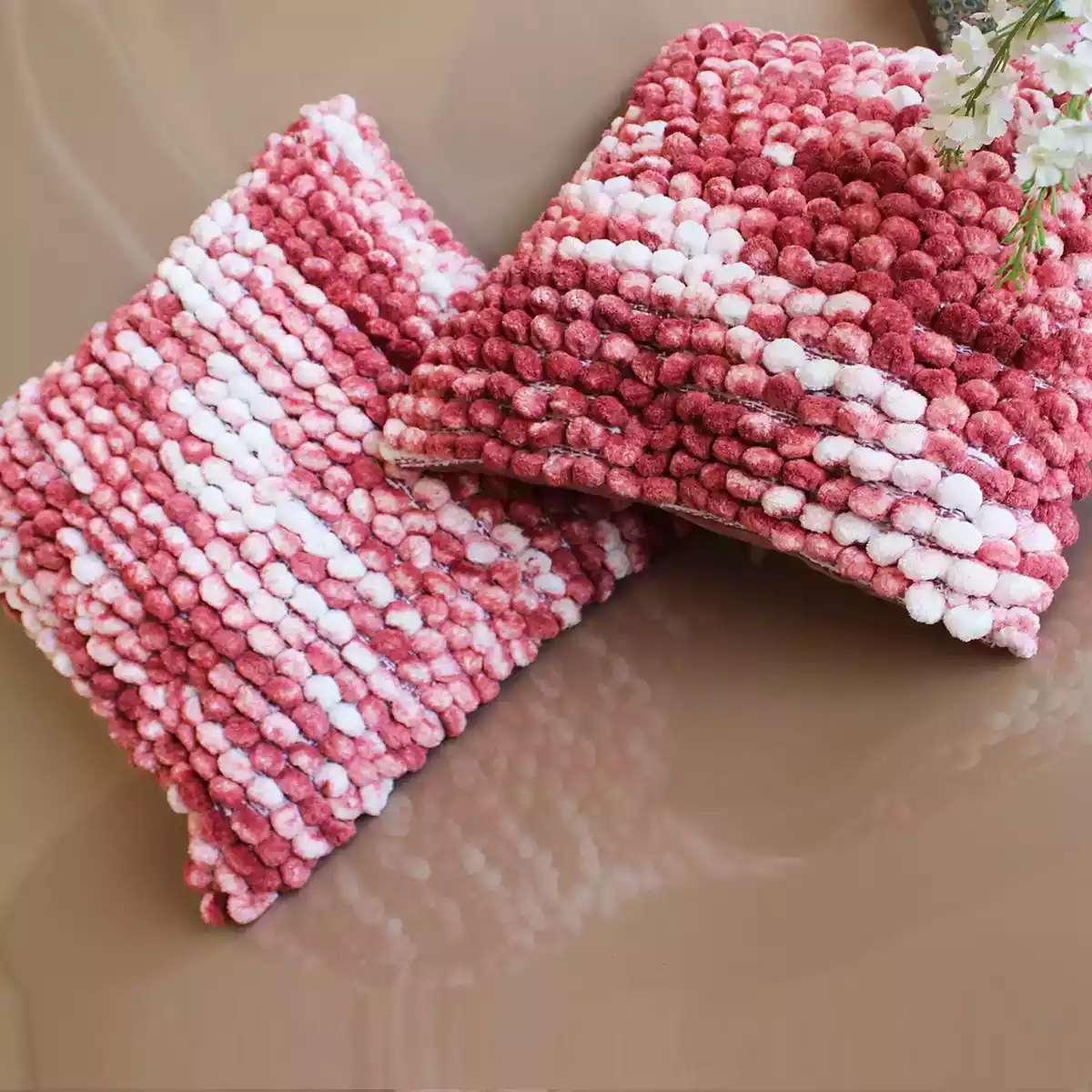 BOHO POM POM Mulberry Pink Cushion Cover