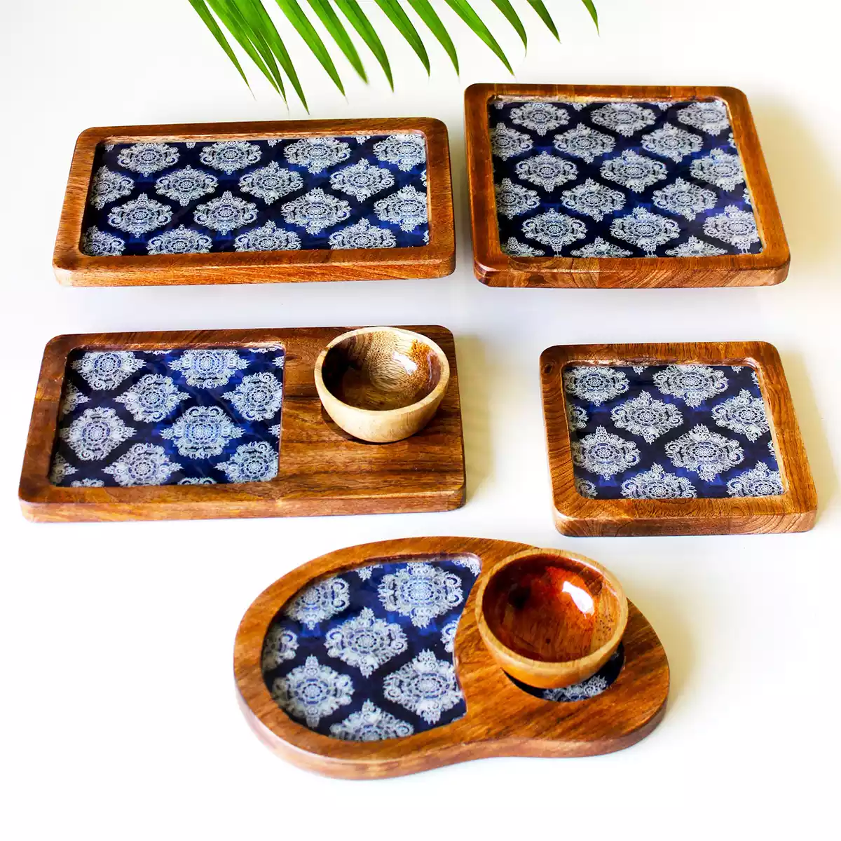 Indigo Pattern Platter Set of 7