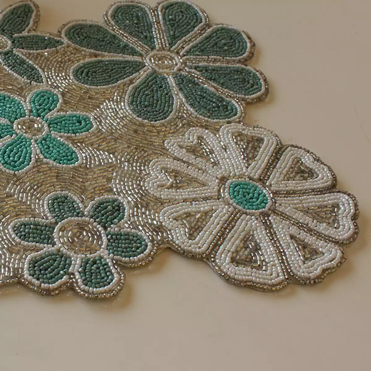 Spring Bloom Floral Beaded Mat