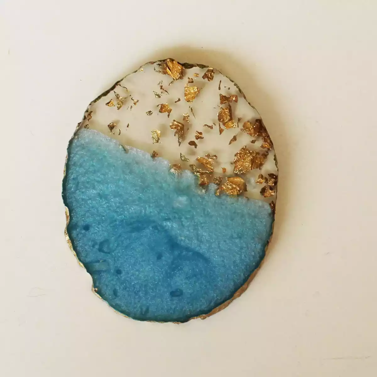 Oval Aqua Blue Transy Resin Coaster set of 6