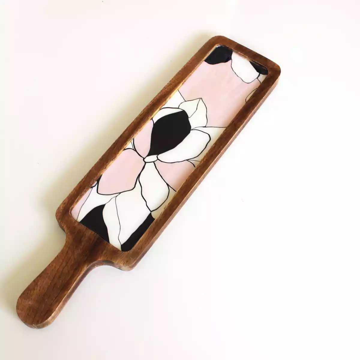 Rectangular Serving Platter with Handle (Abstract Floral )