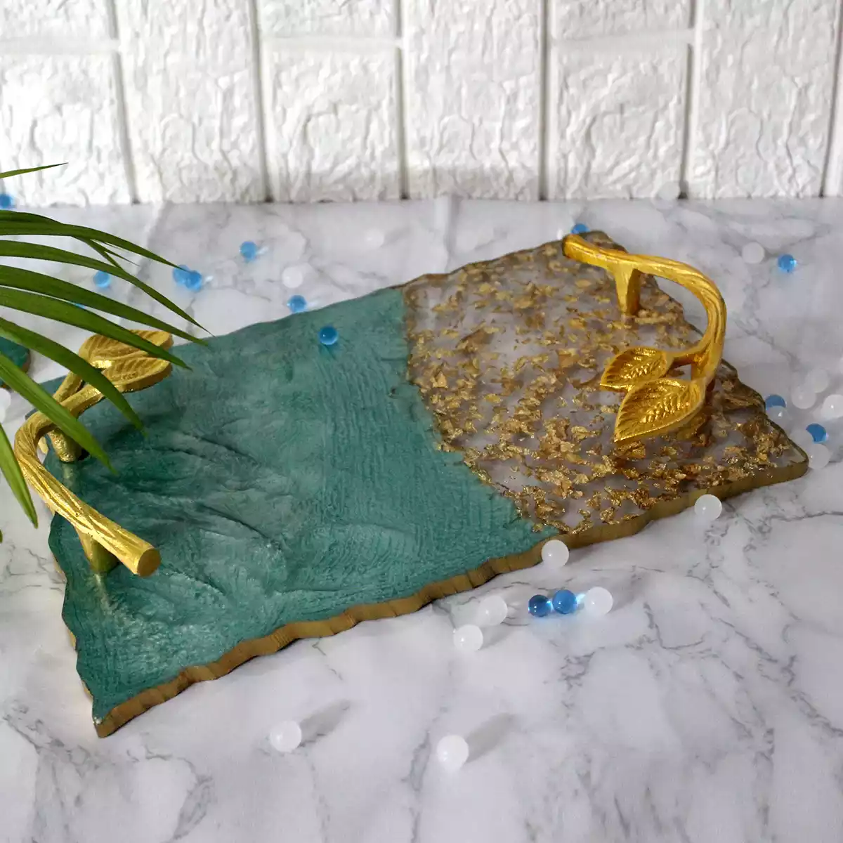 Turquoise Green Transy Resin Tray