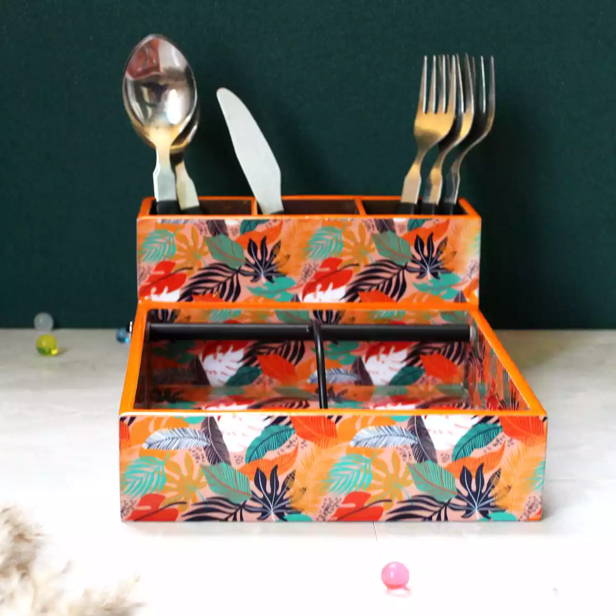 Tangerine Twist - Paper Cum Cutlery Holder