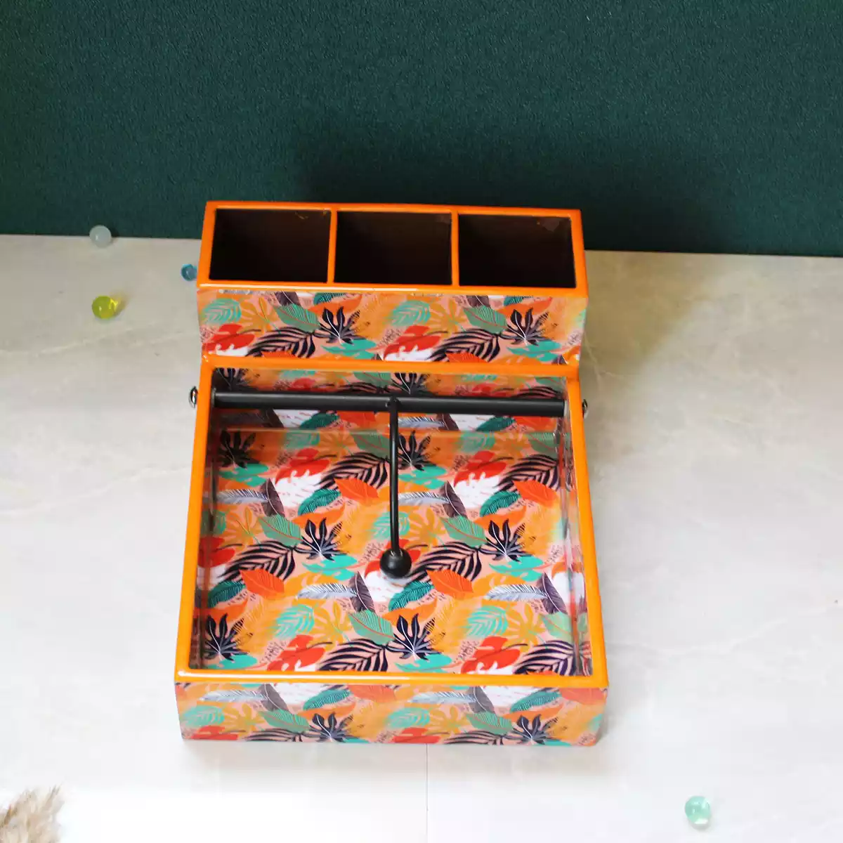 Tangerine Twist - Paper Cum Cutlery Holder