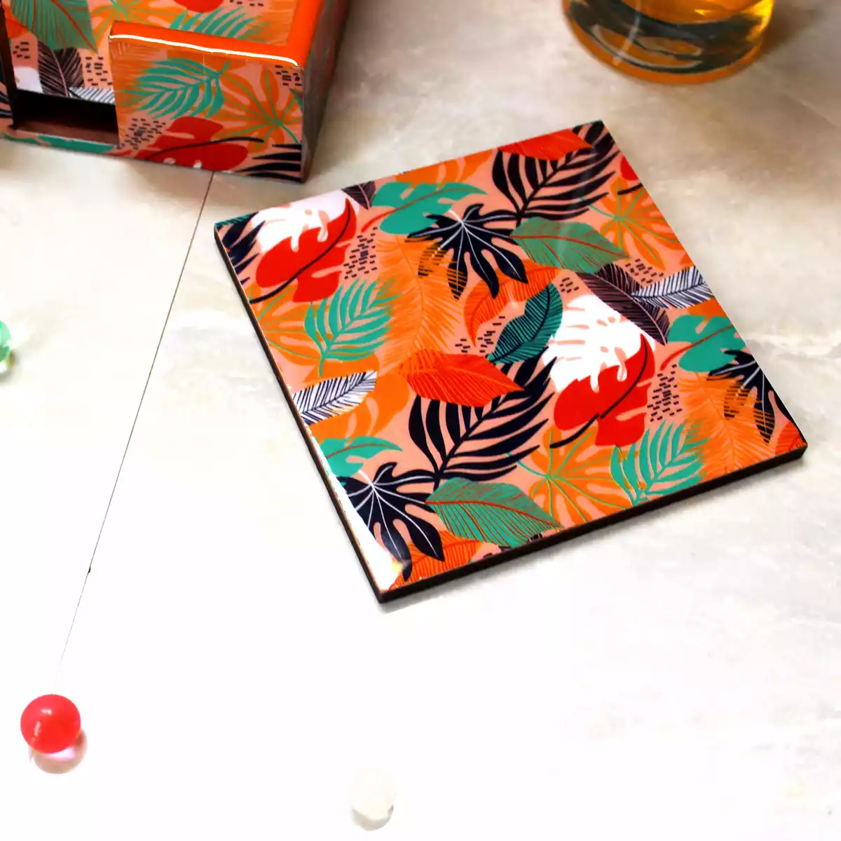 Tangerine Twist- Coasters Set of 6 with Holder