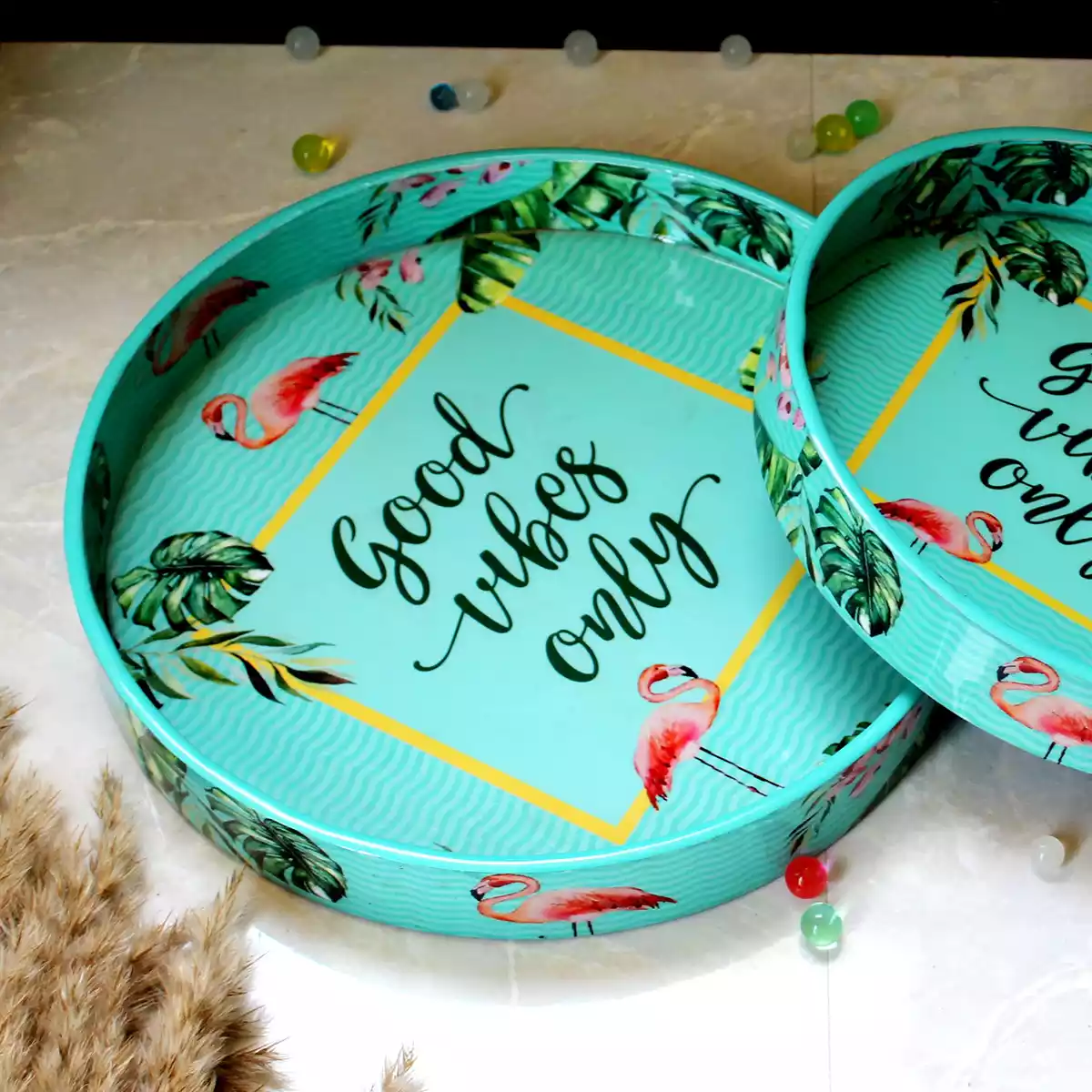Good Vibes Only - Round Serving Tray, Set of 2