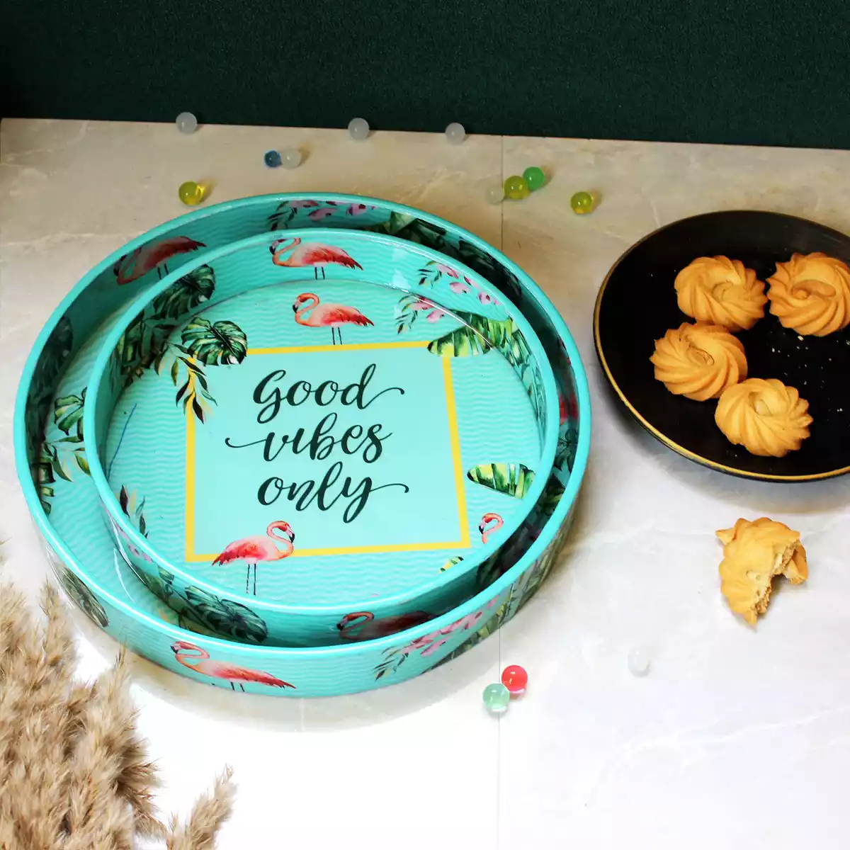 Good Vibes Only - Round Serving Tray, Set of 2