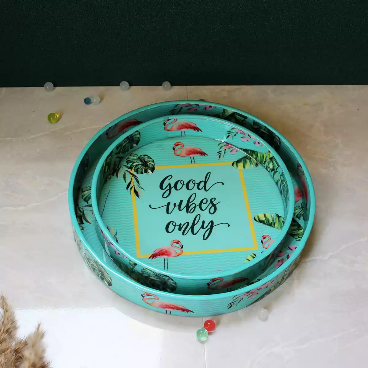 Good Vibes Only - Round Serving Tray, Set of 2