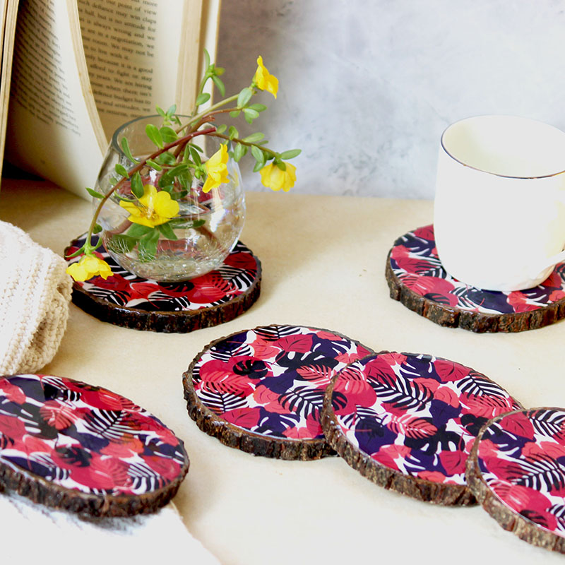 Exotic Berry Blossoms Mangowood Coaster  (Set of 6)