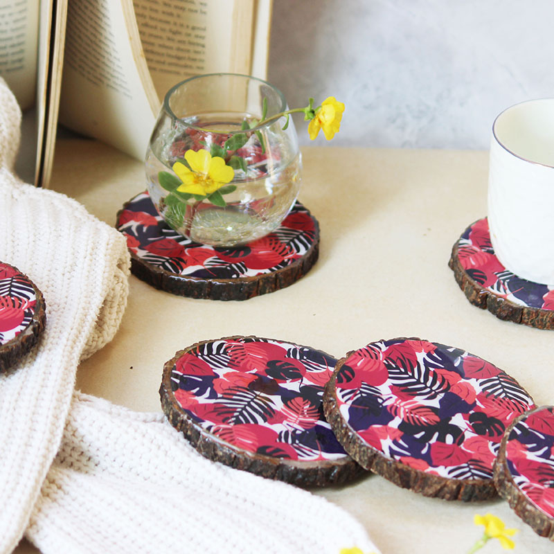 Exotic Berry Blossoms Mangowood Coaster  (Set of 6)