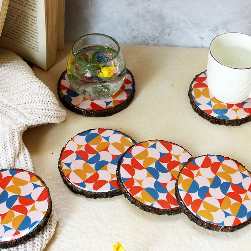 Colourful Hot Streaks Mangowood Coaster (Set of 6)