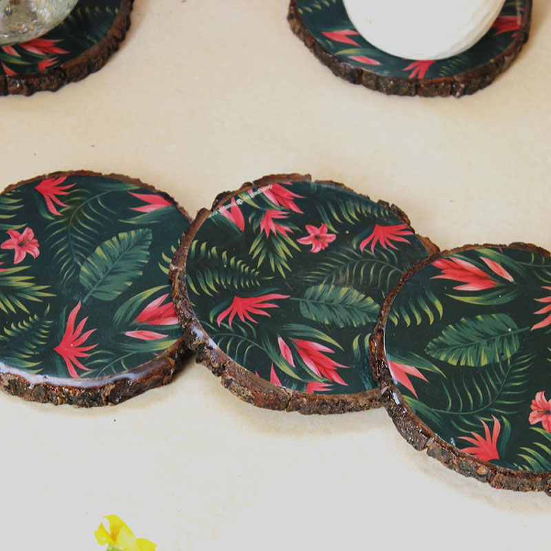 Tropical Galore Mangowood Coaster ( Set of 6 with Holder)