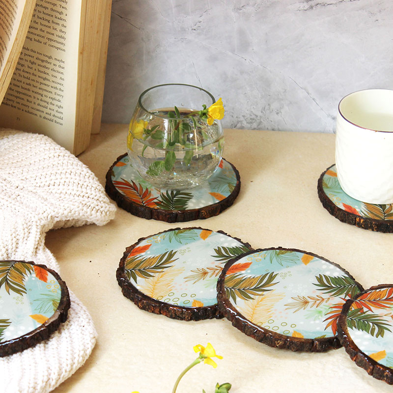 Summer Blossoms Mangowood Coaster ( Set of 6)