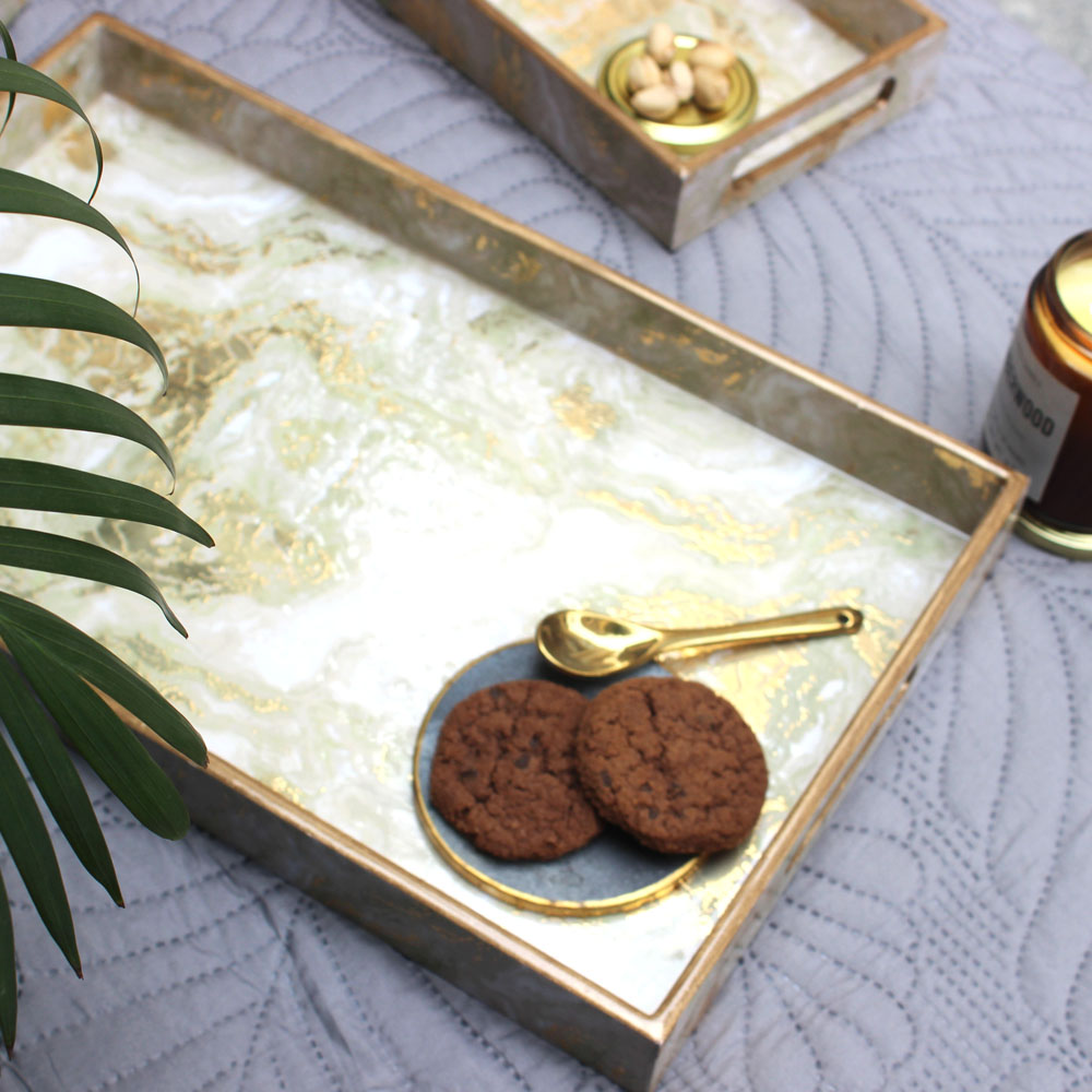 Golden Ripple Rectangular Tray Set