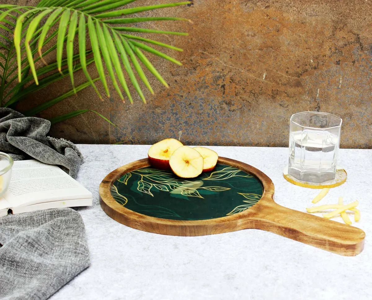 Leafy Gleam Pizza Serving Platter