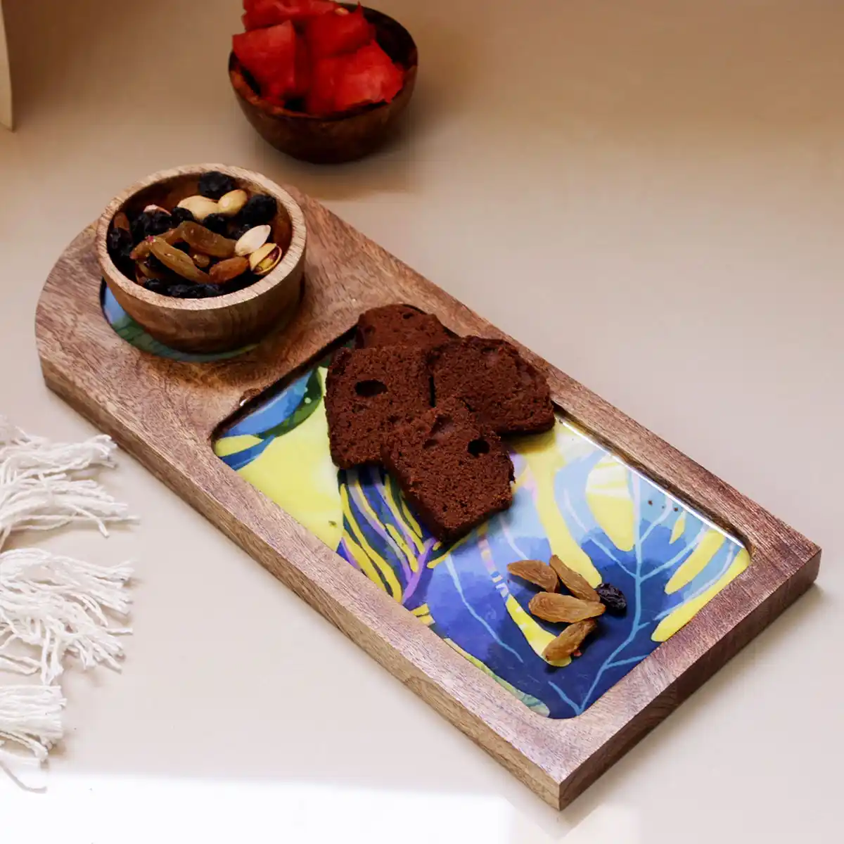 Leafy Lush Bowl with Rectangular Tray