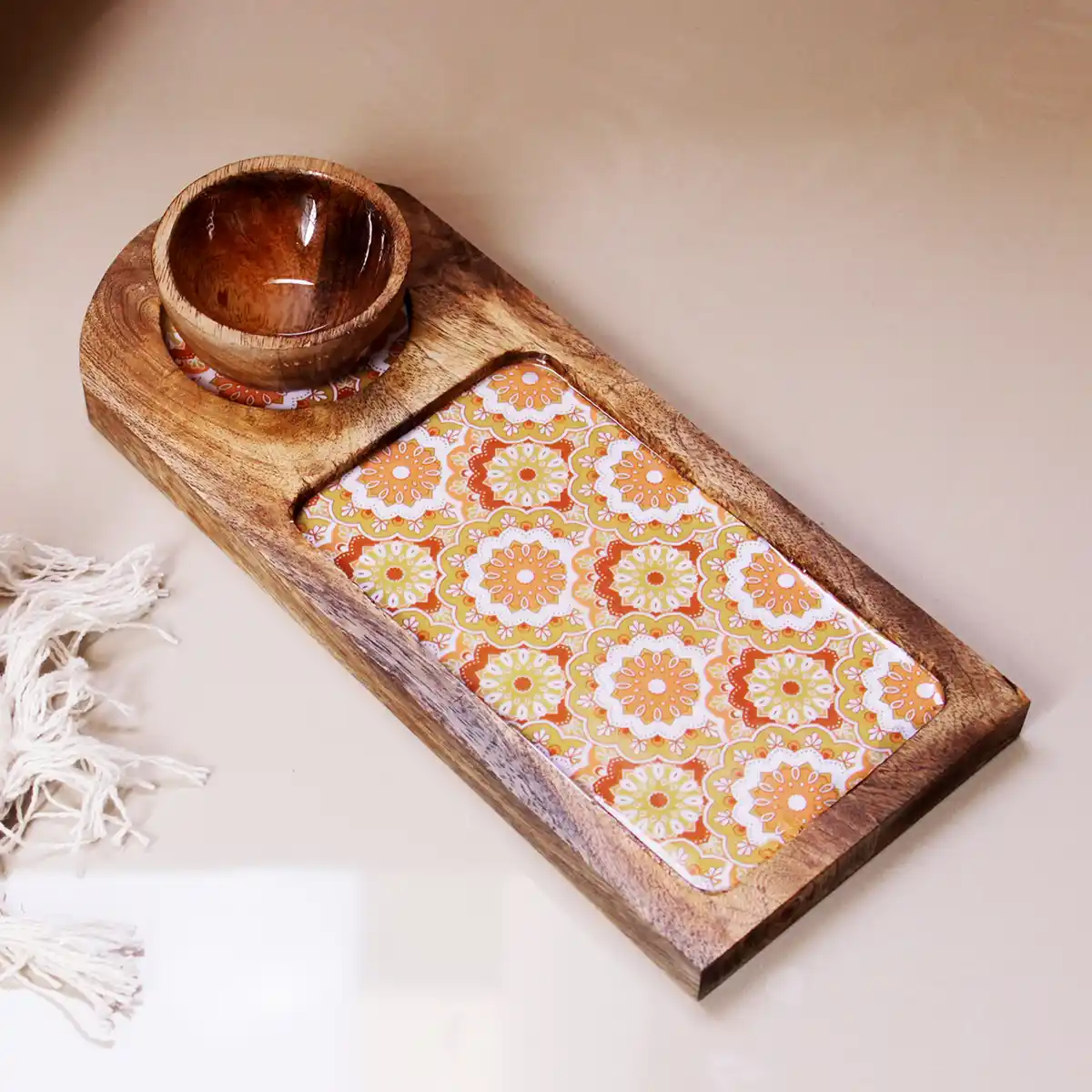 Aura of Mandala Bowl with Rectangular Tray