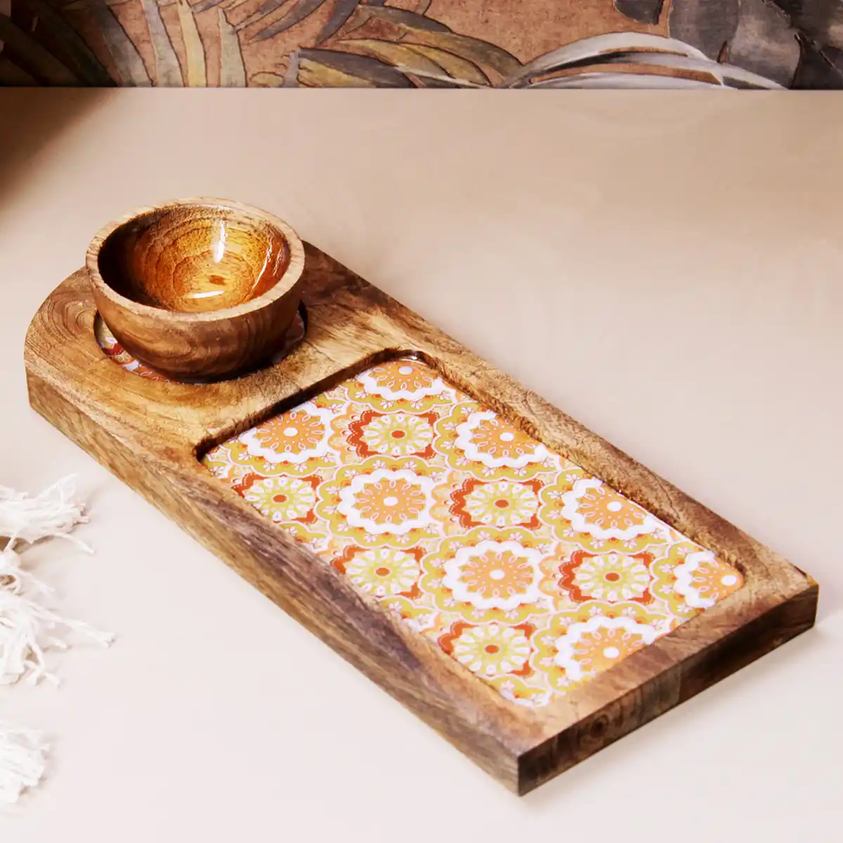 Aura of Mandala Bowl with Rectangular Tray