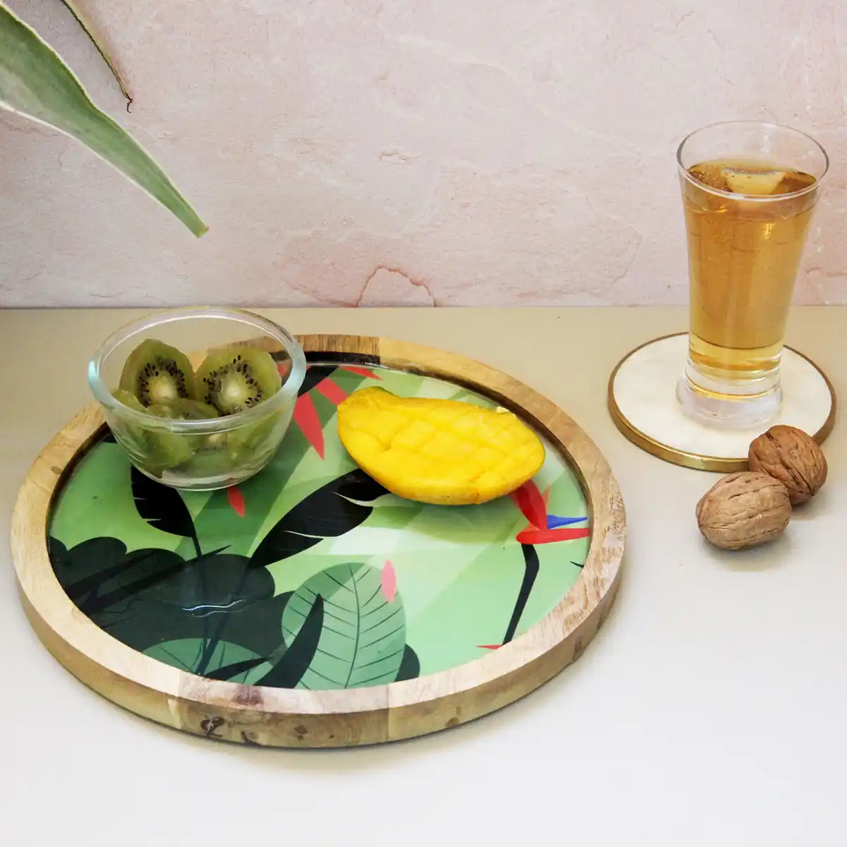 Groovy Green Round Serving Plate