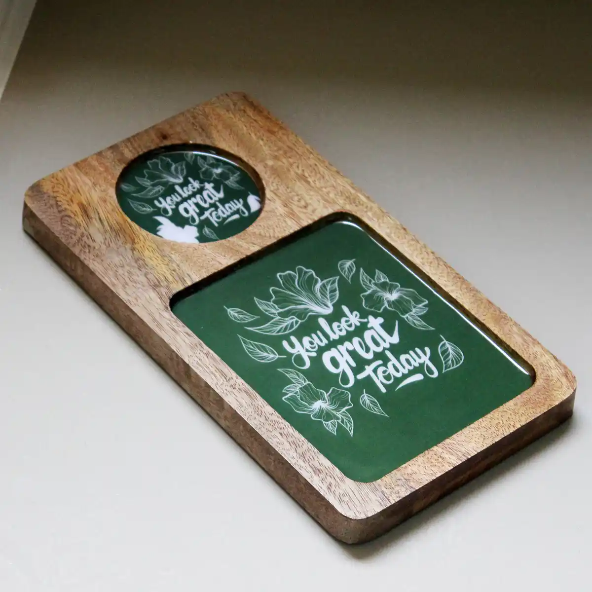 Great Green Bloom Coaster Tray