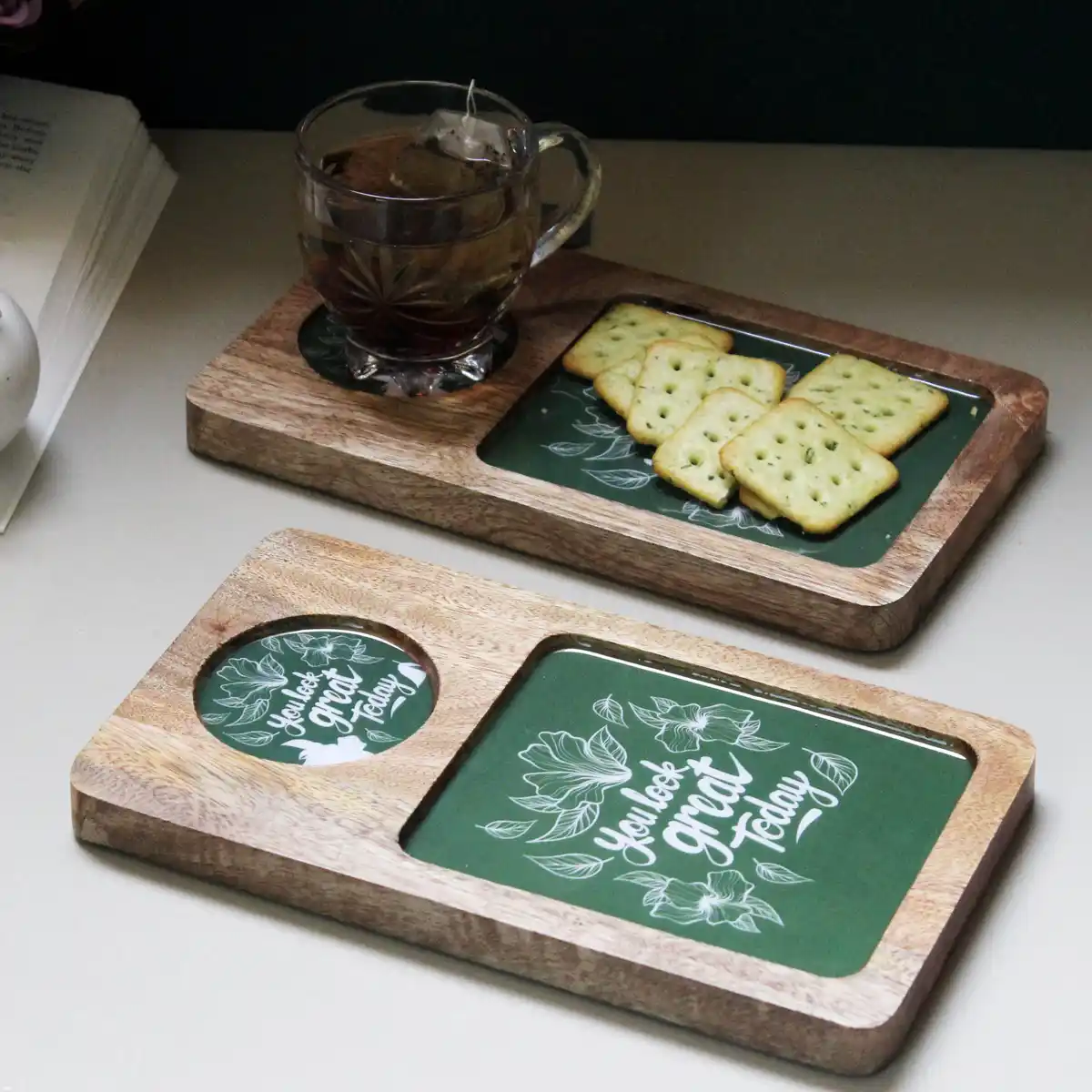 Great Green Bloom Coaster Tray