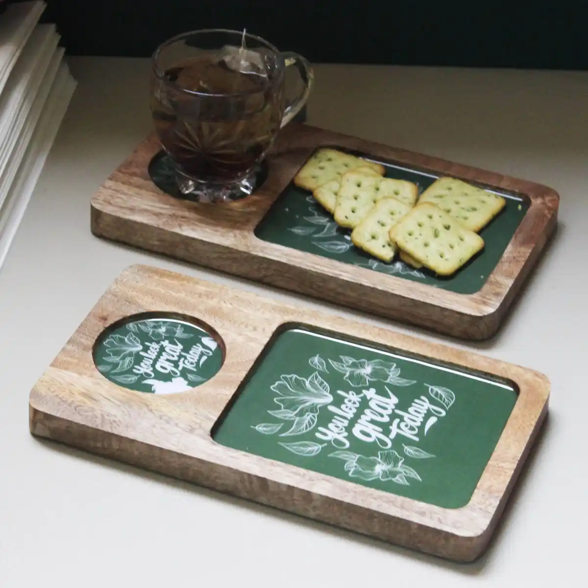 Great Green Bloom Coaster Tray