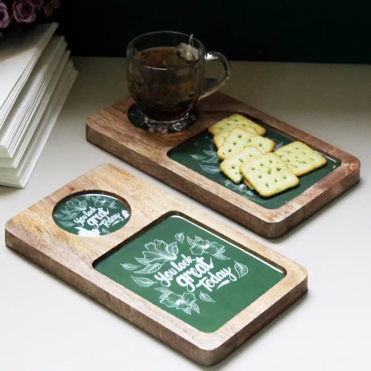 Great Green Bloom Coaster Tray