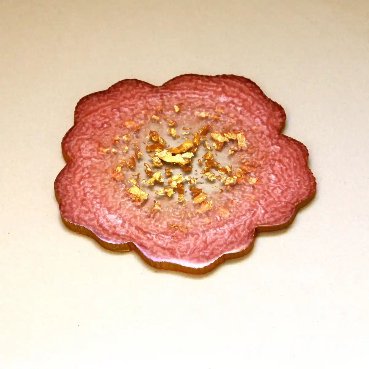 Blossom Pink & Gold Flower Shaped Coasters (Set of 2)