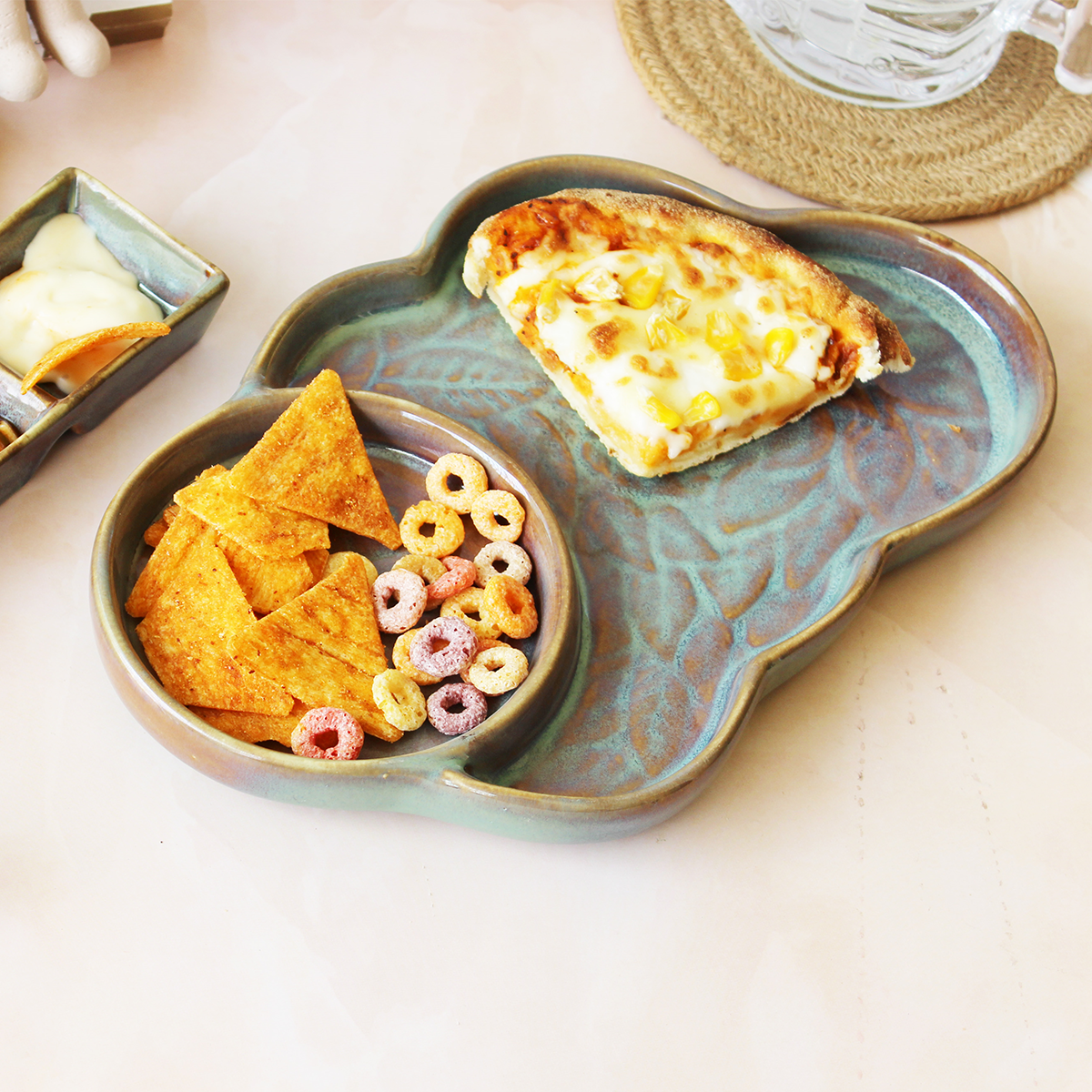 Forest Fusion Embossed Cloud Chip & Dip Platter