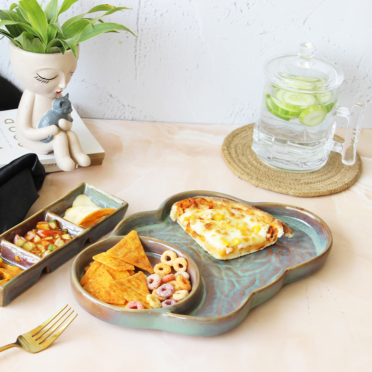 Forest Fusion Embossed Cloud Chip & Dip Platter