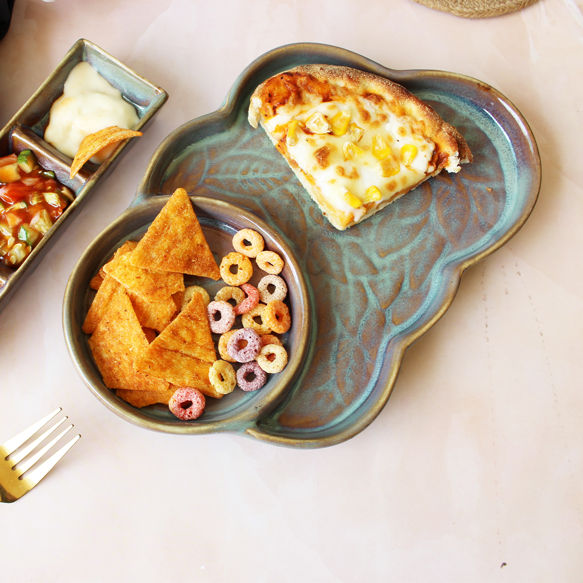 Forest Fusion Embossed Cloud Chip & Dip Platter