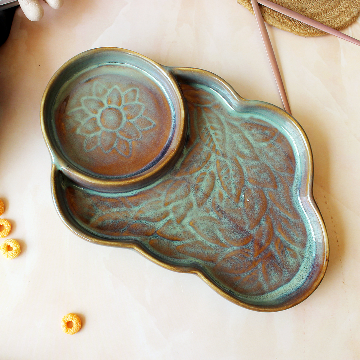 Forest Fusion Embossed Cloud Chip & Dip Platter