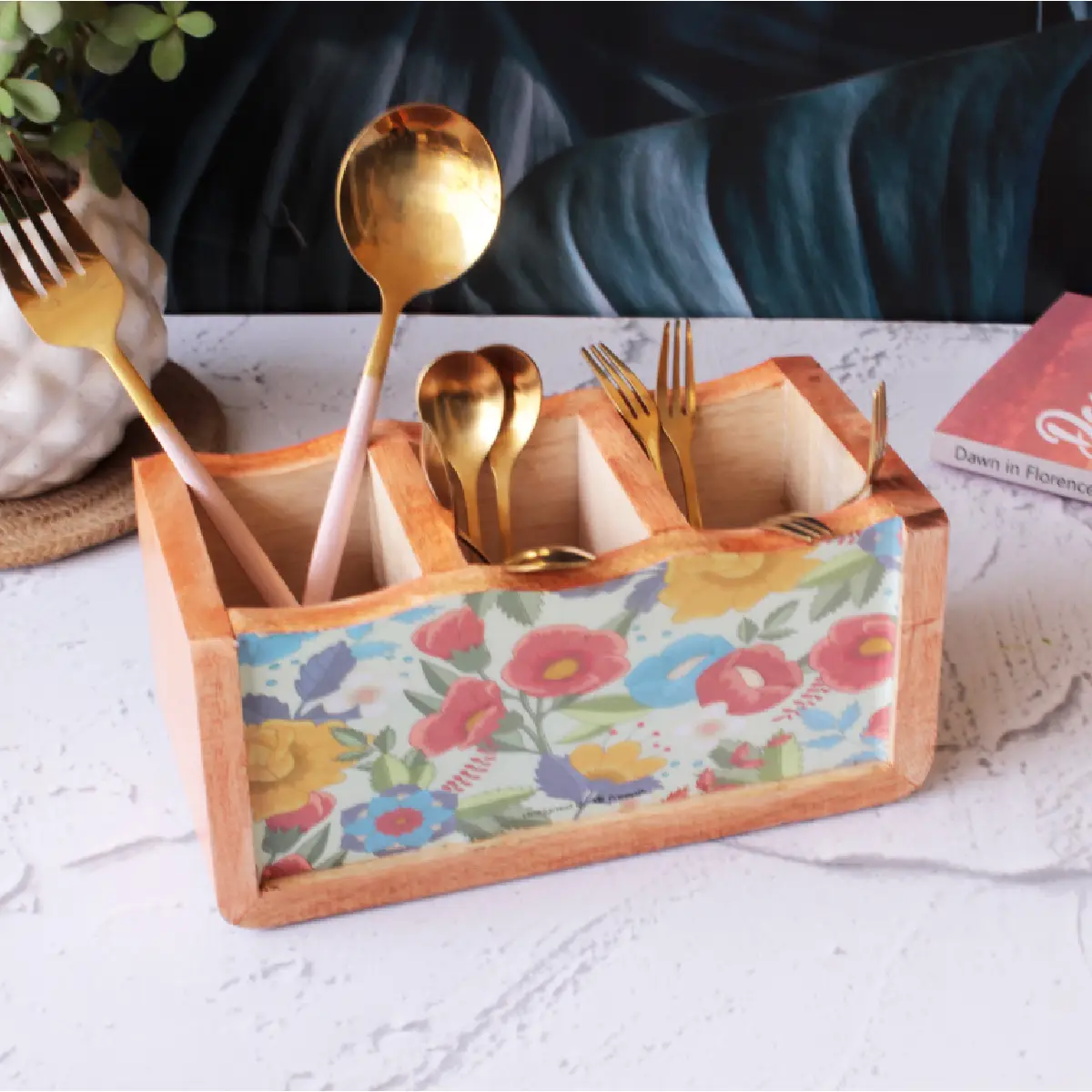 Pastel Paradise Mangowood Cutlery Holder
