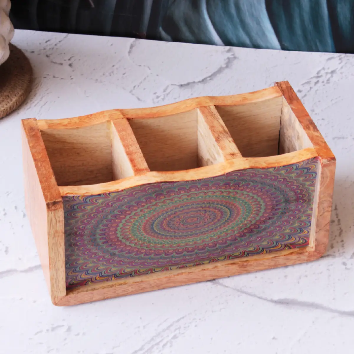 Mystery Mandalas Mangowood Cutlery Holder