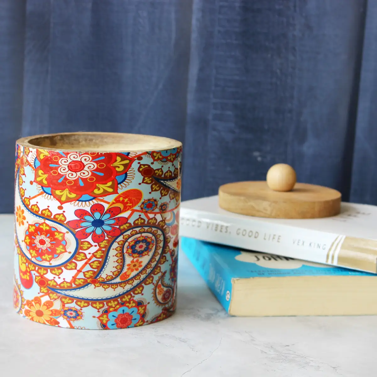 Scarlet Oasis Mangowood with Stainless Steel Storage Jar with Lid