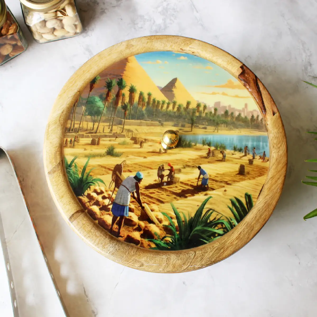 Vinatge Rural  Mangowood with Stainless Steel Chapati Box/ Casserole/Storage Box with Tong