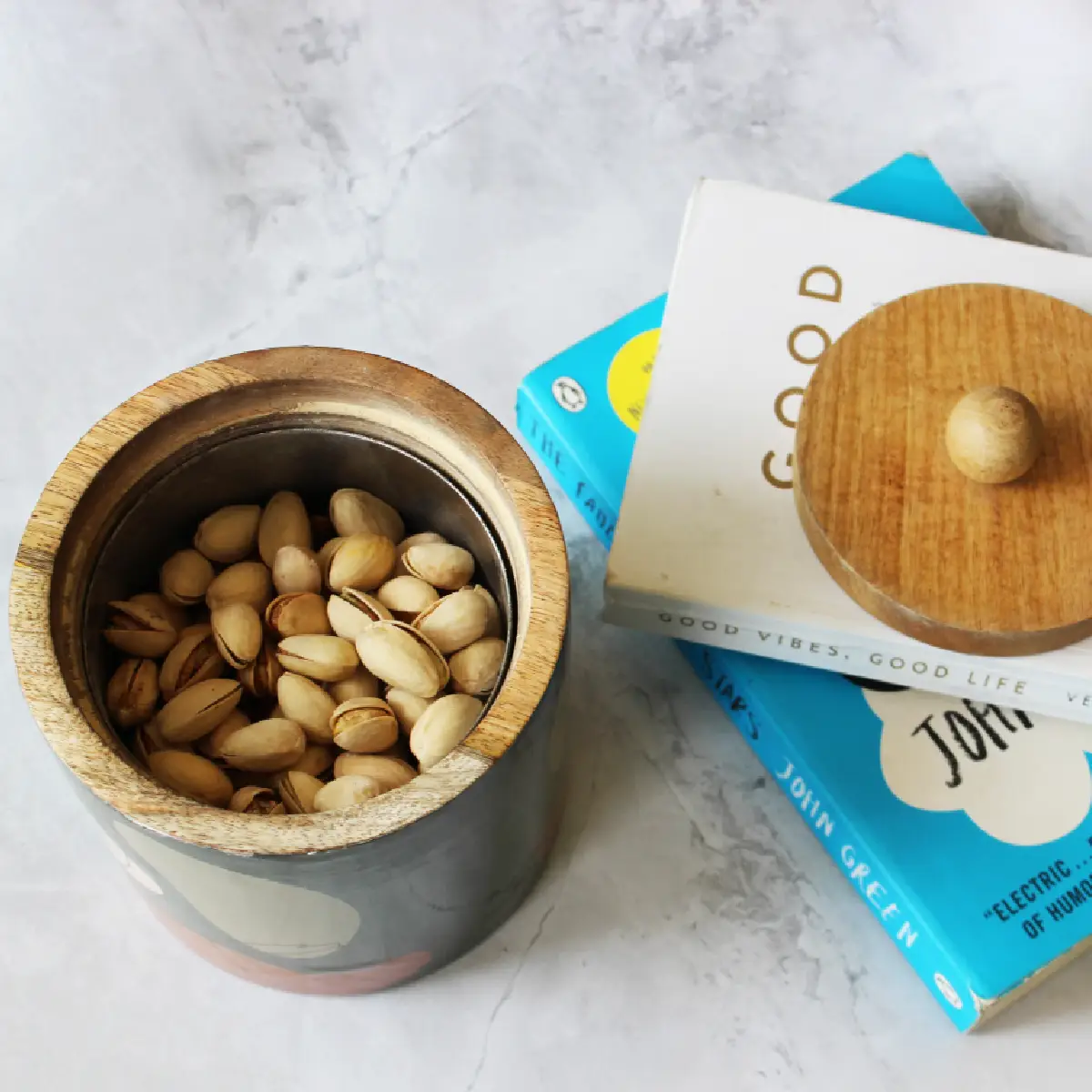 Abstract Aura Mangowood with Stainless Steel Storage Jar with Lid