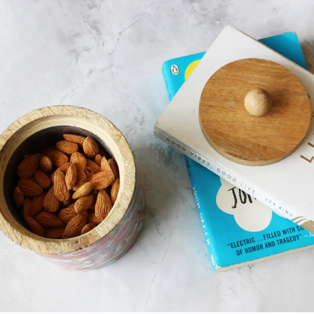 Scarlet Oasis Mangowood with Stainless Steel Storage Jar with Lid