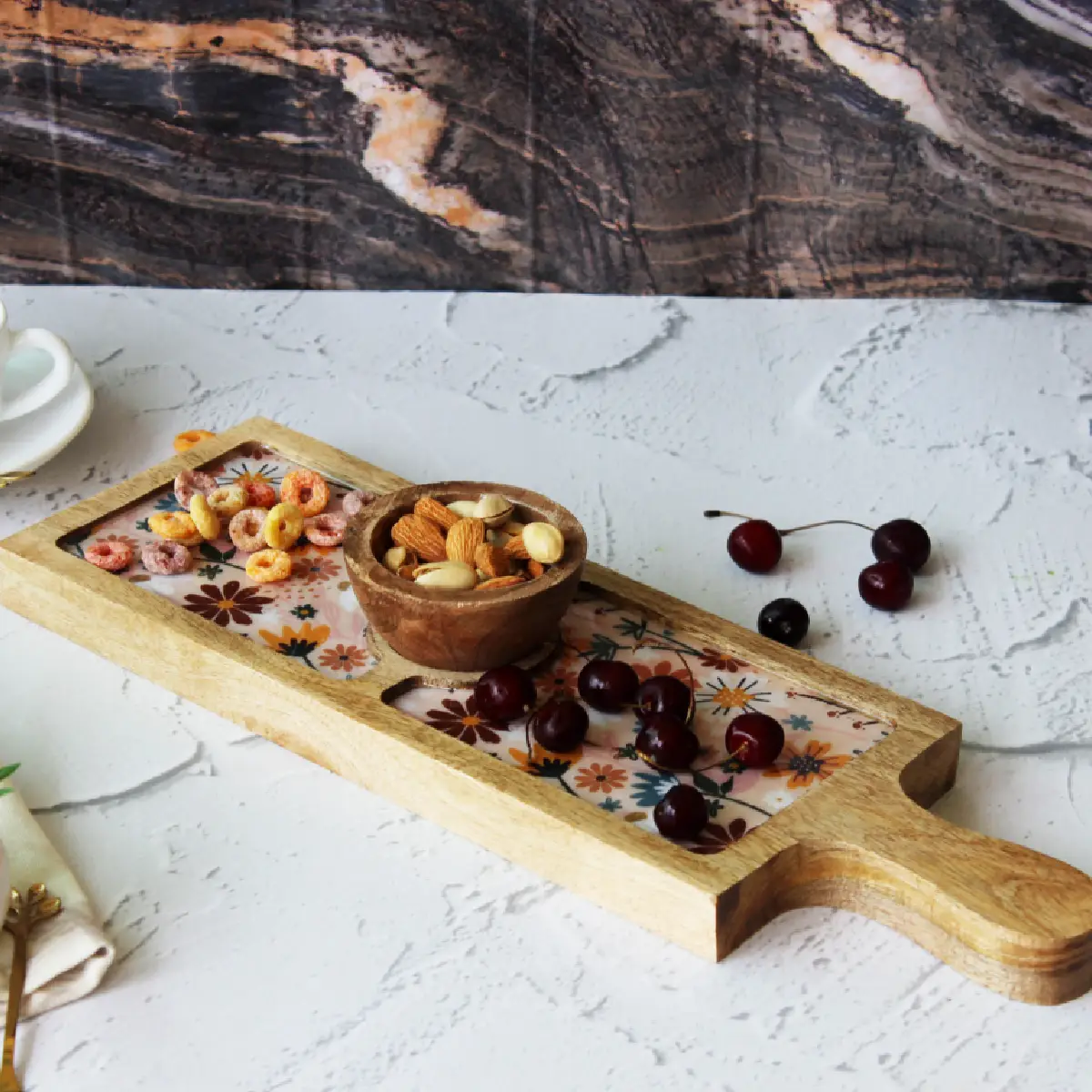 Dreamy Peach Bat Platter with Dip Bowl