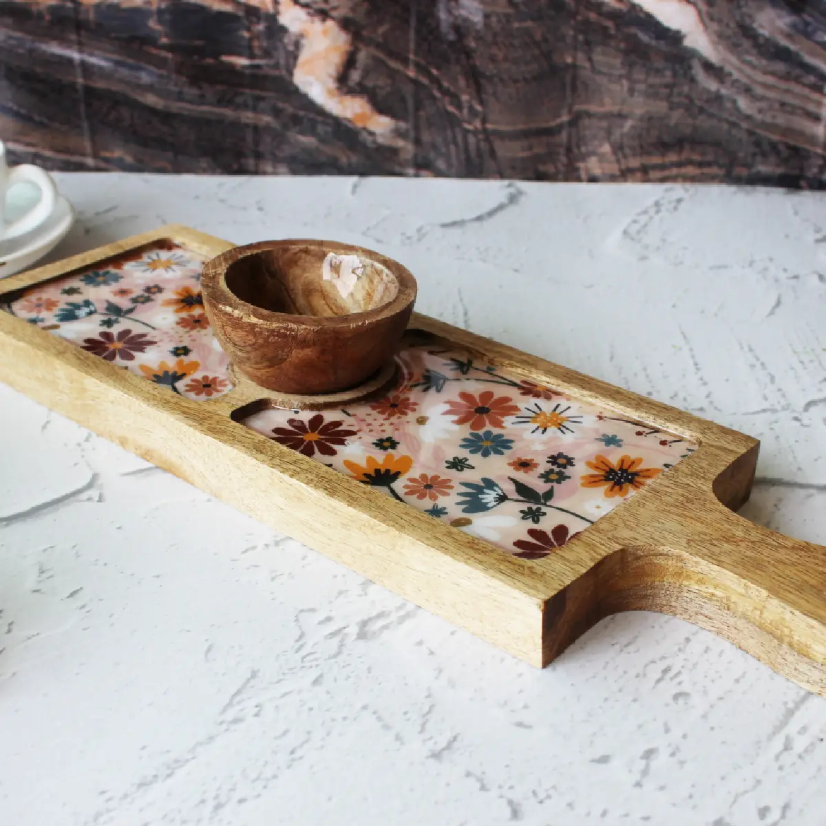 Dreamy Peach Bat Platter with Dip Bowl