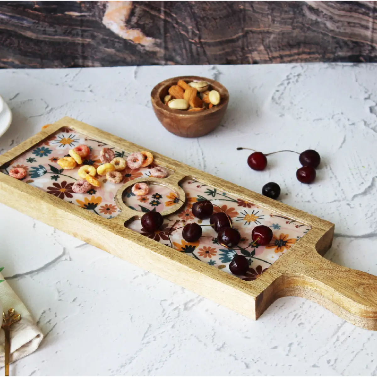 Dreamy Peach Bat Platter with Dip Bowl